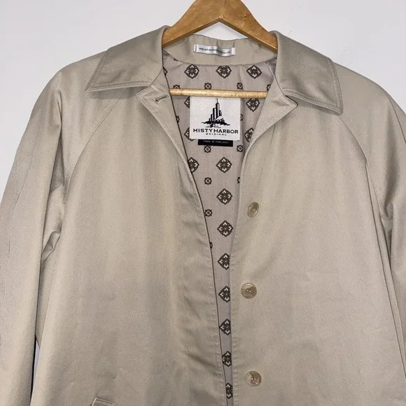 Vintage Misty Harbor Tan Trench Coat Women's Button Front Rain Coat 80s 90s
